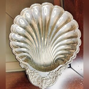 Silver Plated Clam Shell Shrimp Cocktail Scallop Serving Dish Tray READ